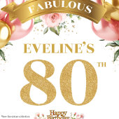 Elegant Gold Number 80th Boho Birthday Plates ペーパープレート