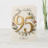 Elegant Gold Number Botanical Wreath 95th Birthday カード (正面)