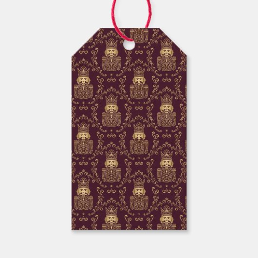 Elegant Gold Nutcracker Christmas Damask ギフトタグ (正面)