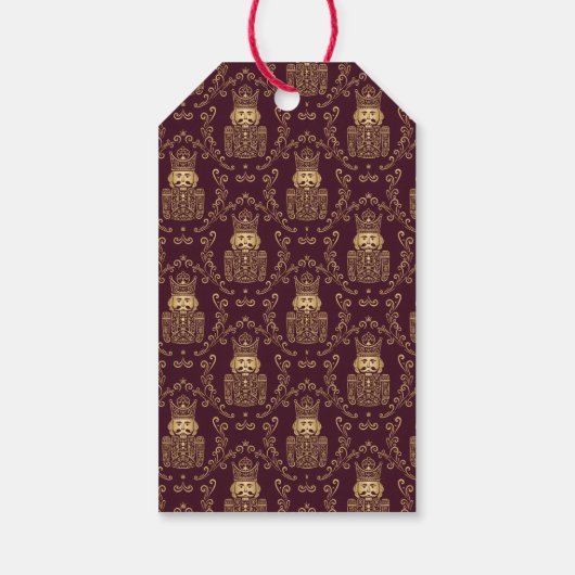 Elegant Gold Nutcracker Christmas Damask ギフトタグ (裏面)