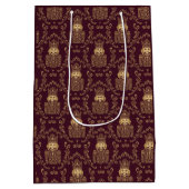 Elegant Gold Nutcracker Christmas Damask ミディアムペーパーバッグ (裏面)