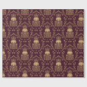 Elegant Gold Nutcracker Christmas Damask ラッピングペーパー (フラット)