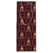 Elegant Gold Nutcracker Christmas Damask ワインギフトバッグ (裏面)