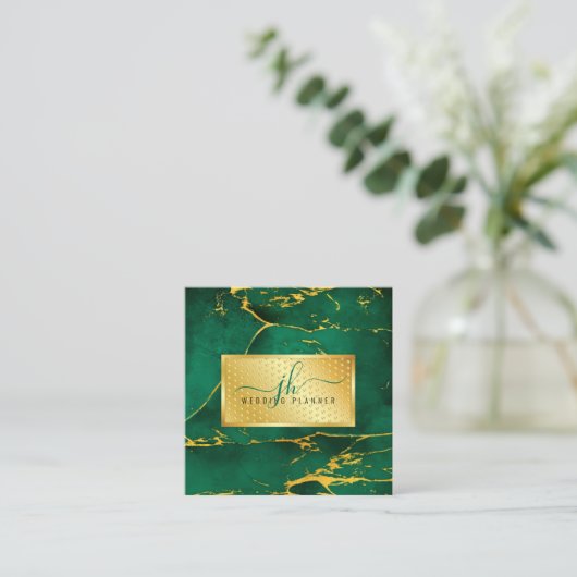 Elegant Gold on Gold Speckles Minimalist 2.5x2.5 スクエア名刺 (スタンド正面)