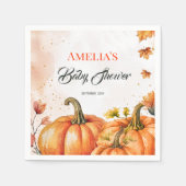 Elegant Gold Orange Watercolor Pumpkin Fall Leaves スタンダードカクテルナプキン (正面)