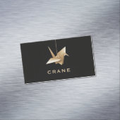 Elegant Gold Origami Crane Black Minimalist マグネット名刺 (インサイチュ)