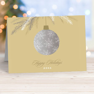 Elegant Gold Ornament Happy Holidays ビジネス シーズンカード