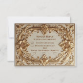 Elegant Gold Ornate Baroque Grandeur Floral Motifs 出欠カード (正面)