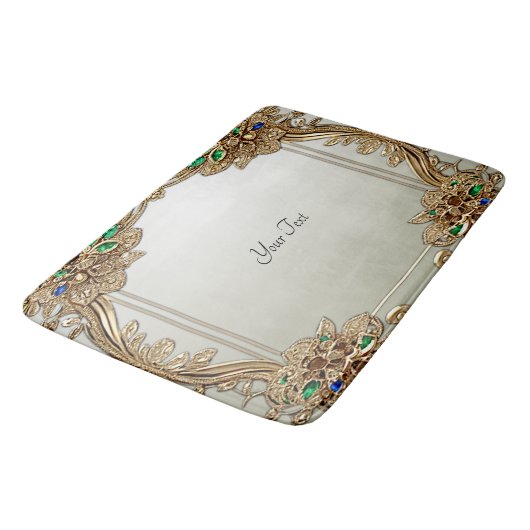 Elegant Gold Ornate Bath Mat バスマット (アングル)