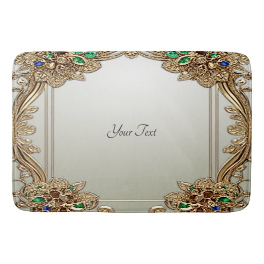 Elegant Gold Ornate Bath Mat バスマット (正面)