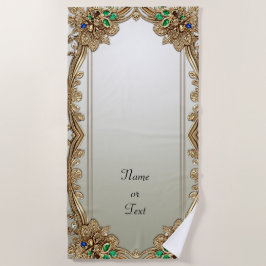 Elegant Gold Ornate Beach Towel ビーチタオル