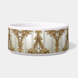 Elegant Gold Ornate Ceramic Pet Bowl ボウル