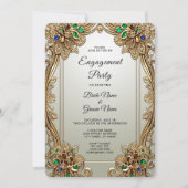 Elegant Gold Ornate Engagement Invitation 招待状 (正面)