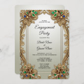 Elegant Gold Ornate Engagement Invitation 招待状 (正面/裏面)