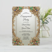Elegant Gold Ornate Engagement Invitation 招待状 (スタンド正面)