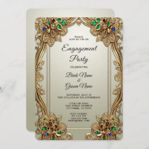 Elegant Gold Ornate Engagement Invitation
