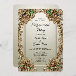 Elegant Gold Ornate Engagement Invitation 招待状