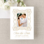 Elegant Gold Ornate Frame 2 Photo QR Code Wedding セーブザデート