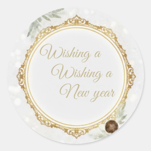 Elegant Gold Ornate Frame Round Sticker with Eucal ラウンドシール (正面)