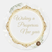 Elegant Gold Ornate Frame Round Sticker with Eucal ラウンドシール (正面)