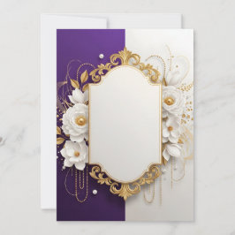 Elegant Gold Ornate Frame with White Floral サンキューカード