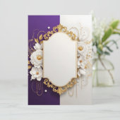 Elegant Gold Ornate Frame with White Floral サンキューカード (スタンド正面)