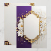 Elegant Gold Ornate Frame with White Floral サンキューカード (正面/裏面)