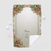 Elegant Gold Ornate Golf Towel ゴルフタオル (インサイチュ)