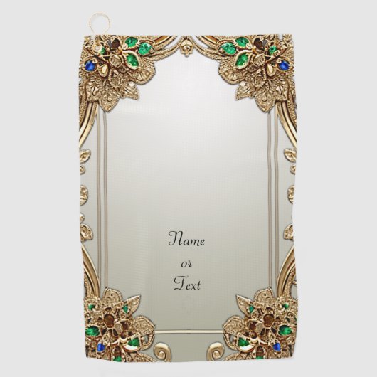 Elegant Gold Ornate Golf Towel ゴルフタオル (正面)