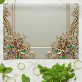 Elegant Gold Ornate Kitchen Towels キッチンタオル (折り畳み)