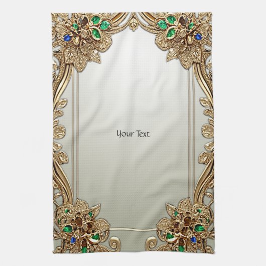 Elegant Gold Ornate Kitchen Towels キッチンタオル (縦)