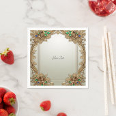 Elegant Gold Ornate Napkins スタンダードカクテルナプキン (インサイチュ)