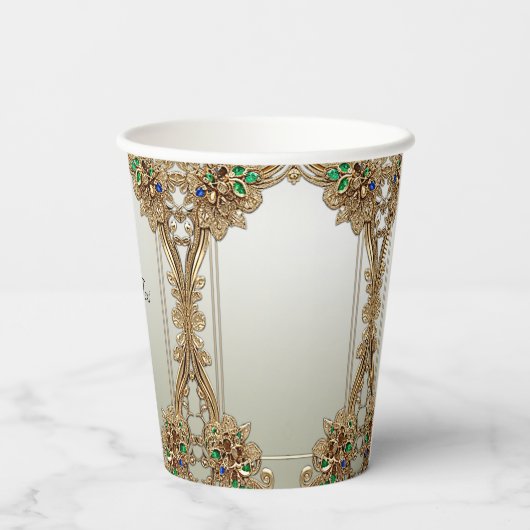Elegant Gold Ornate Paper cup 紙コップ (裏面)