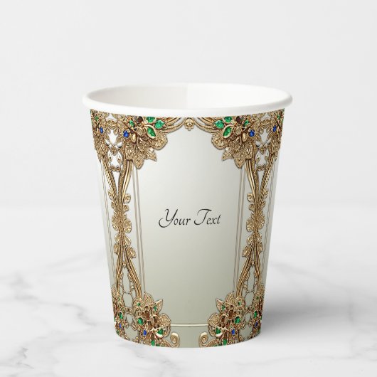Elegant Gold Ornate Paper cup 紙コップ (左)