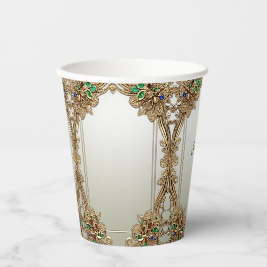 Elegant Gold Ornate Paper cup 紙コップ (正面)