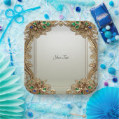 Elegant Gold Ornate Paper Plate ペーパープレート (パーティー)