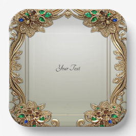 Elegant Gold Ornate Paper Plate ペーパープレート