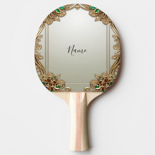 Elegant Gold Ornate Ping Pong Paddle 卓球ラケット (正面)