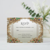 Elegant Gold Ornate RSVP Card (スタンド正面)