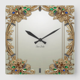 Elegant Gold Ornate Wall Clock スクエア壁時計