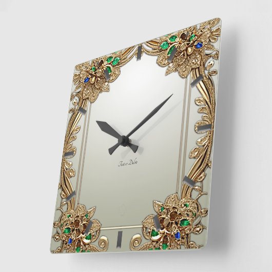 Elegant Gold Ornate Wall Clock スクエア壁時計 (傾斜)
