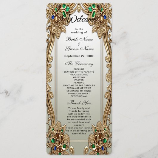Elegant Gold Ornate Wedding Program プログラム (正面)