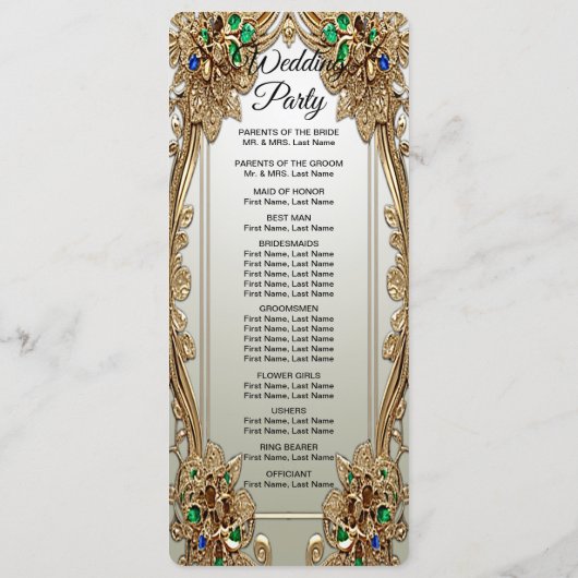 Elegant Gold Ornate Wedding Program プログラム (裏面)