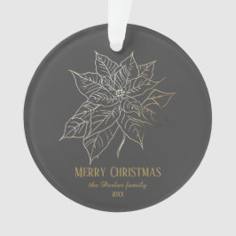 Elegant Gold Outline Poinsettia on Dark Background オーナメント