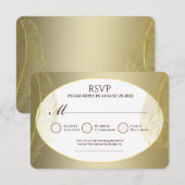 Elegant Gold Oval Feather RSVP Card (正面/裏面)