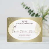 Elegant Gold Oval Feather RSVP Card (スタンド正面)