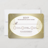 Elegant Gold Oval Feather RSVP Card (正面)