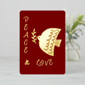 Elegant Gold Peace Dove Love Christmas 箔シーズンカード (立ち正面)