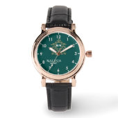 Elegant Gold Personalized Emerald Green Dial – Cus 腕時計 (正面)