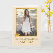 Elegant Gold Photo Graduation Congratulations カード (黄色い花)